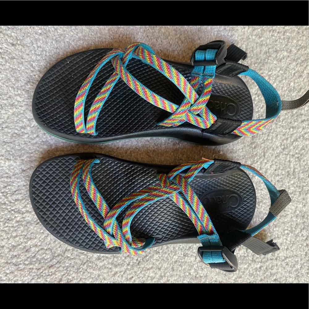 Lightly Worn Rainbow Patterned Chaco’s - image 1
